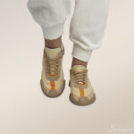 Tênis Casual Feminino 5005 - Bege com Laranja