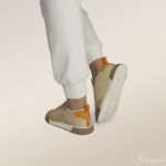 Tênis Casual Feminino 5005 - Bege com Laranja - Imagem 4