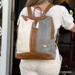 Mochima em Couro Luna com espaço para Notebook - Marfim/Caramelo/Cinza - Imagem 4