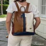 Mochila de Couro Luna com espaço para Notebook - Caramelo/Marf/Mari/Vin - Imagem 4