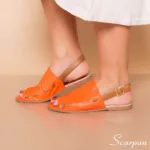 Sandália Rasteira de Couro Laranja - 5318
