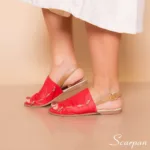 Sandália Rasteira Avarca de Couro Vermelha 5318