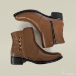 Bota Feminina em Couro Cano Curto Salto Baixo Whisky - DR730 - Imagem 6