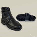 Coturno Feminino Couro Cano Curto Tiras - Preto - Imagem 4