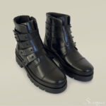 Coturno Feminino Couro Cano Curto Tiras - Preto - Imagem 5