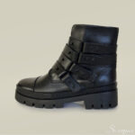 Coturno Feminino Couro Cano Curto Tiras - Preto - Imagem 2