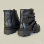 Coturno Feminino Couro Cano Curto Tiras - Preto - Imagem 3
