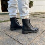 Coturno Feminino Couro Tratorado - Preto