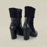 Bota Couro Tricot Cano Médio - Preta - Imagem 2