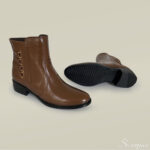 Bota Feminina em Couro Cano Curto Salto Baixo Whisky - DR730 - Imagem 5