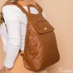 Mochila Feminina de Couro Jade - Caramelo - Imagem 3