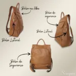 Mochila Feminina de Couro Jade - Caramelo - Imagem 5