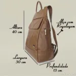 Mochila Feminina de Couro Jade - Caramelo - Imagem 7