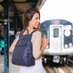 Mochila Feminina de Couro Marinho