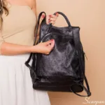 Mochila de Couro Feminina Jade - Preta - Imagem 4