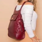 Mochila de Couro Feminina Jade - Vinho - Imagem 2