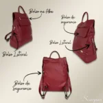 Mochila de Couro Feminina Jade - Vinho - Imagem 5