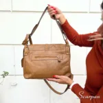 Bolsa de Couro Feminina Transversal Julia Caramelo Encerado - Imagem 3