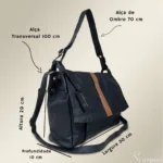 Bolsa Julia Trasversal Feminina Preto com Caramelo - Imagem 6