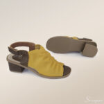 Sandália Salto Couro Mostarda/Marrom - 117.032. - Imagem 3