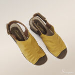 Sandália Salto Couro Mostarda/Marrom - 117.032. - Imagem 4