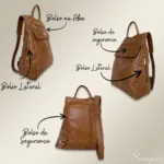 Mochila de Couro Feminina Jade - Caramelo Estonado - Imagem 6