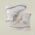 Coturno Feminino de Couro Off White -1940 - Imagem 3