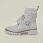 Coturno Feminino de Couro Off White -1940