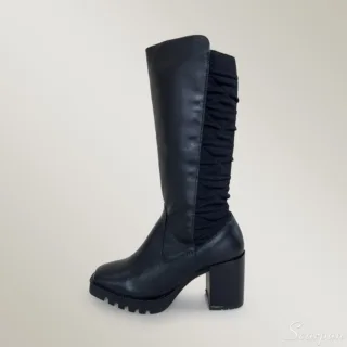 Bota Feminina de Couro Cano Médio Preto - 1760