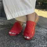 Sandália Rasteira de Couro Avarca 5318 OFF Site Vermelha