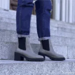 Bota Feminina de Couro 1020 - Cinza