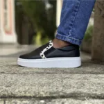 Tênis Slip On de Couro 143.055  Preto / Pelo Poa