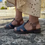 Sandália Tratorada Couro Marinho/Car. 120.097