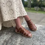 Rasteira de Couro c/ Tiras Caramelo 163.109