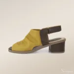 Sandália Salto Couro Mostarda/Marrom - 117.032.