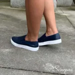 Tênis Slip On de Couro  Azul Marinho - 153.092 - Imagem 3