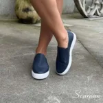 Tênis Slip On de Couro  Azul Marinho - 153.092 - Imagem 4