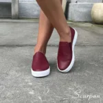 Tênis Slip On "SEM Forro" de Couro Vinho - 153.092 - Imagem 5