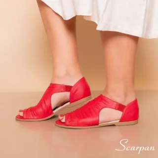 Sandália Rasteira de Couro Vermelho - 158.022