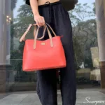 Bolsa de Couro Cecília -  Vermelha com Caramelo - Imagem 2
