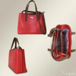 Bolsa de Couro Cecília -  Vermelha com Caramelo - Imagem 5