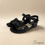 Sandália Anabela em Couro Preta - 173.124 - Imagem 3