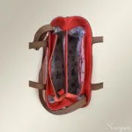 Bolsa de Couro Cecília -  Vermelha com Caramelo - Imagem 4