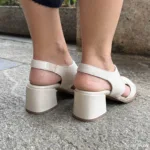 Sandália de Couro Salto Bloco Marfim - 145.134 - Imagem 3