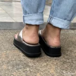 Chinelo Flat Form em Couro Prata Velho - 177.136 - Imagem 3