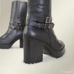 Coturno Feminino em Couro Salto Preto -1817 - Imagem 4