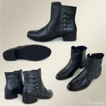 Bota Feminina de Couro Salto Baixo Preta - DR730 - Imagem 6