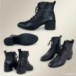 Bota Feminina de Couro Com Salto Preta - LB931 - Imagem 4