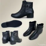 Bota Feminina de Couro Salto Baixo Preta - DR944 - Imagem 4