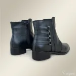 Bota Feminina de Couro Salto Baixo Preta - DR730 - Imagem 5